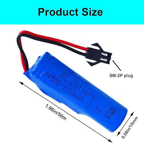 Miniatura 3 de Paquete de 1 batería recargable de iones de litio de 3.7 V 600 mAh (3.7 V 500 mAh) Enchufe SM-2P con cable de carga USB para coche de control