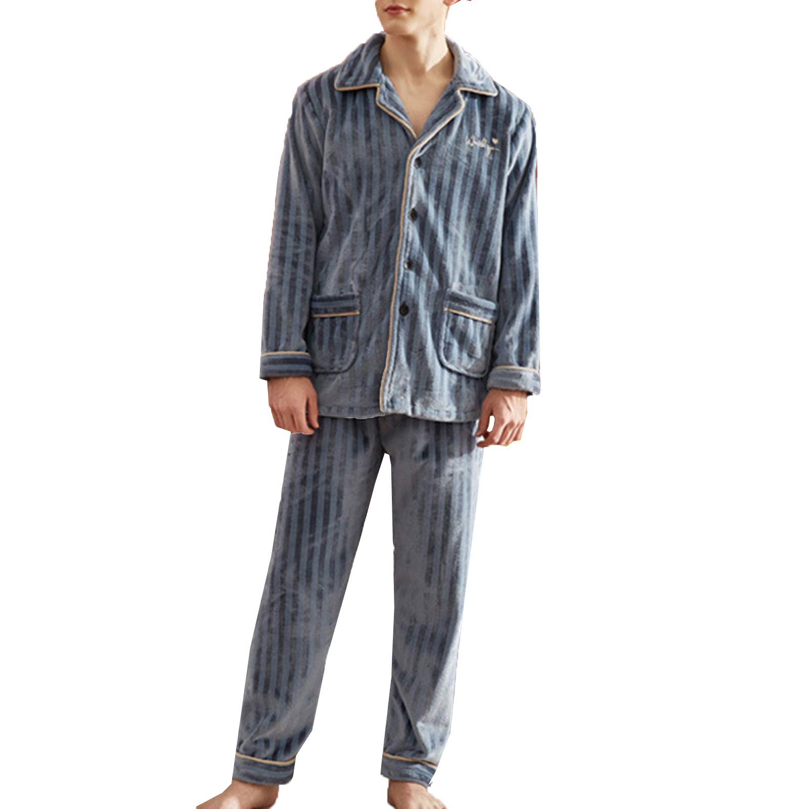 Pyjama flanelle homme épais contre le froid nocturne taille 2XL