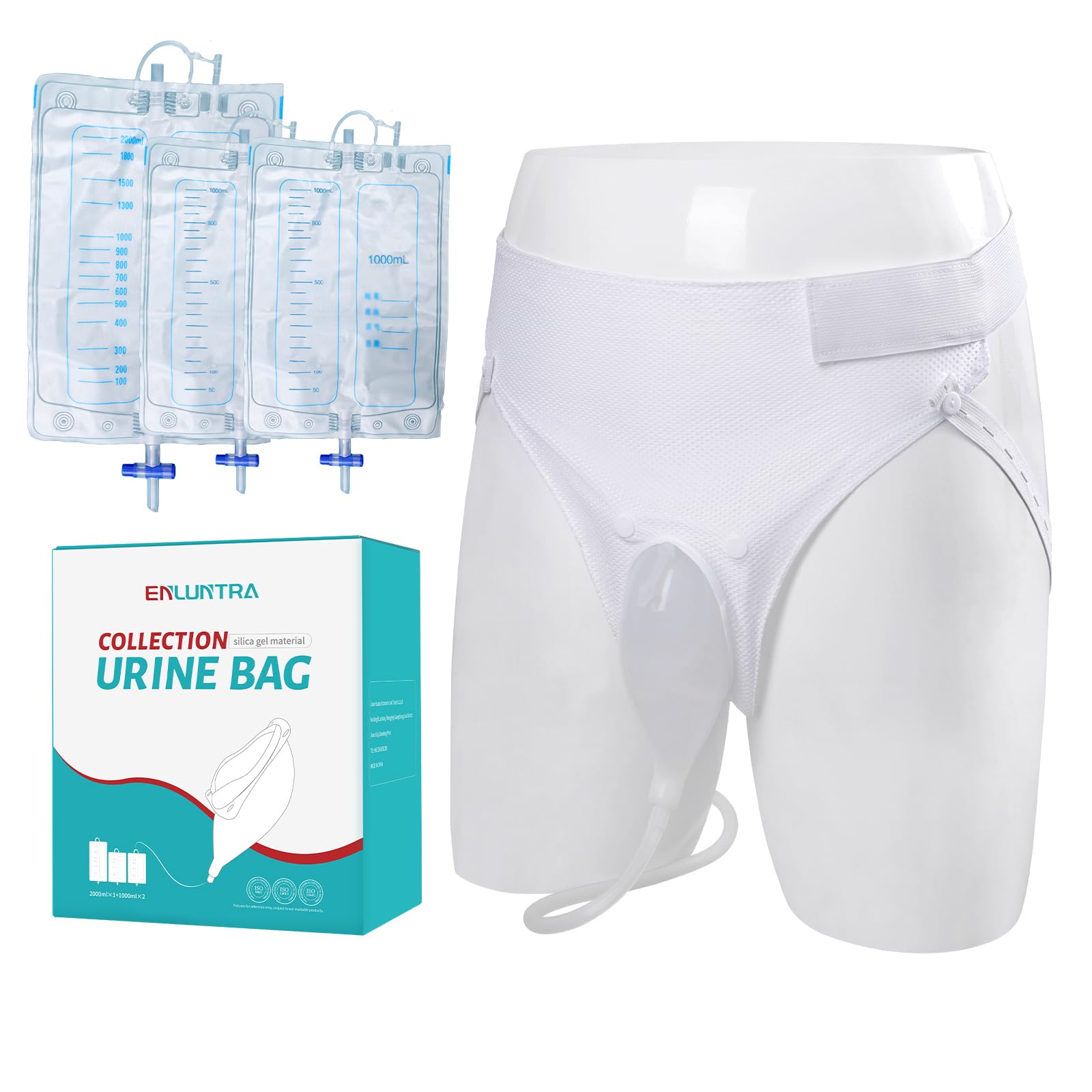 Wearable Urinary Drainage Bag for Men(2000 ML*1+1000 ML*2) ,Reusable Urine Collection Bag,Urinary Drainage Bag System,Elderly Urinalfor Bedridden Patients