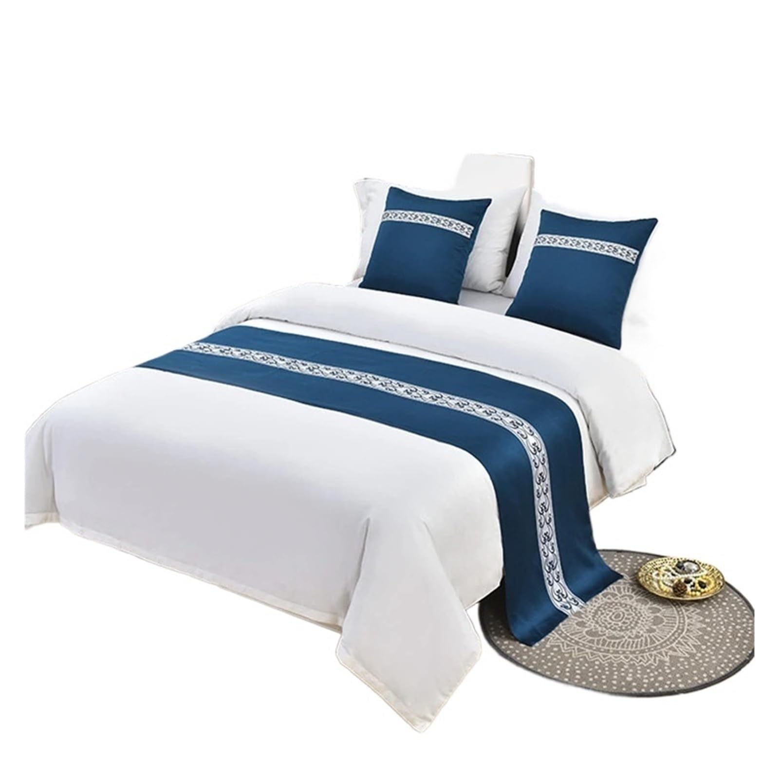 SHENJMAI Bed Runner Bed Flag Solid Color Runners Throw Bedding Modern Spread Patchwork Home Hotel Decoration Bedspreads(H,50x180cm 1pcs)