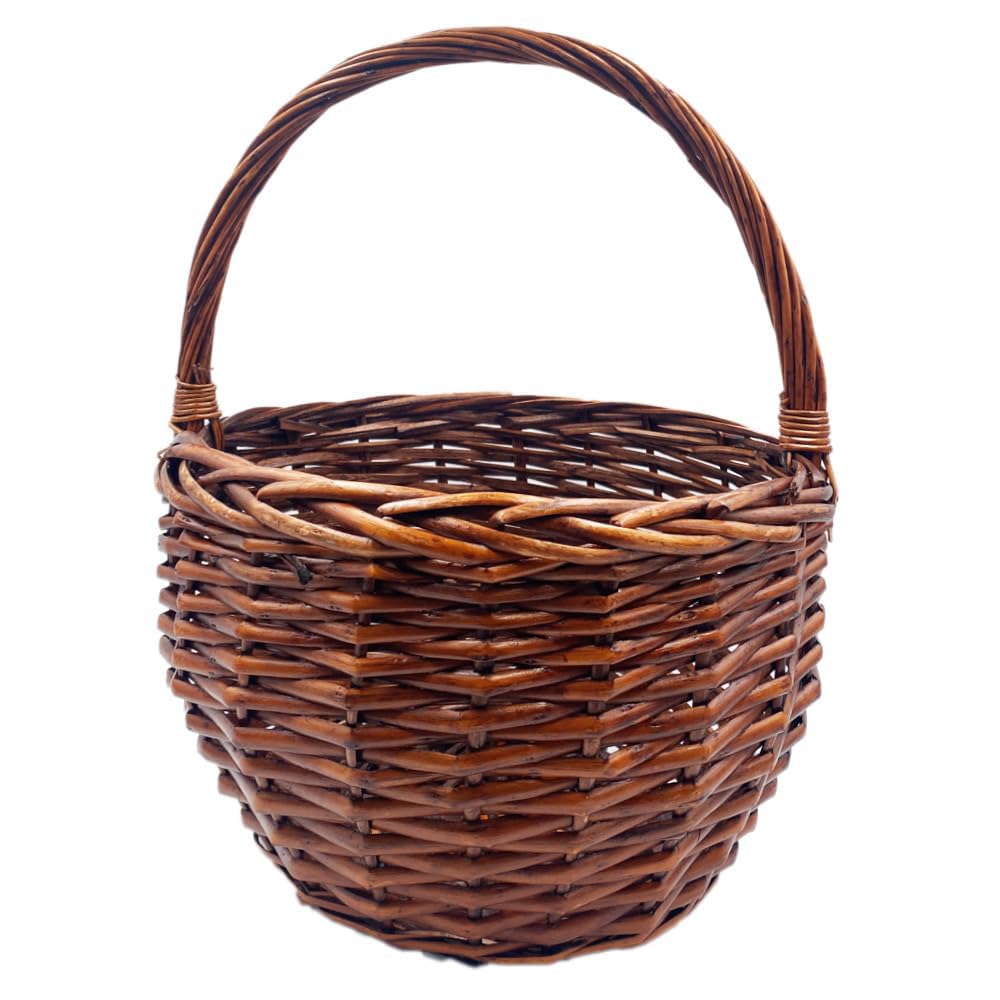 Virsus Cesta Paniere in Vimini con Manico, misura 30x30x40 cm, Cesto intrecciato di colore Marrone, Cestino da Picnic Portaoggetti, Cesto Regalo, Raccolta castagne, Frutti di bosco -1246