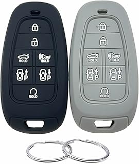 Silicone Rubber Key Fob Cover Compatible with 7 Buttons 2019 2020 2021 Hyundai Sonata Nexo 2022 Hyundai Tucson 2023 Palisade Santa Fe TQ8-F08-4F28 95440-L1500