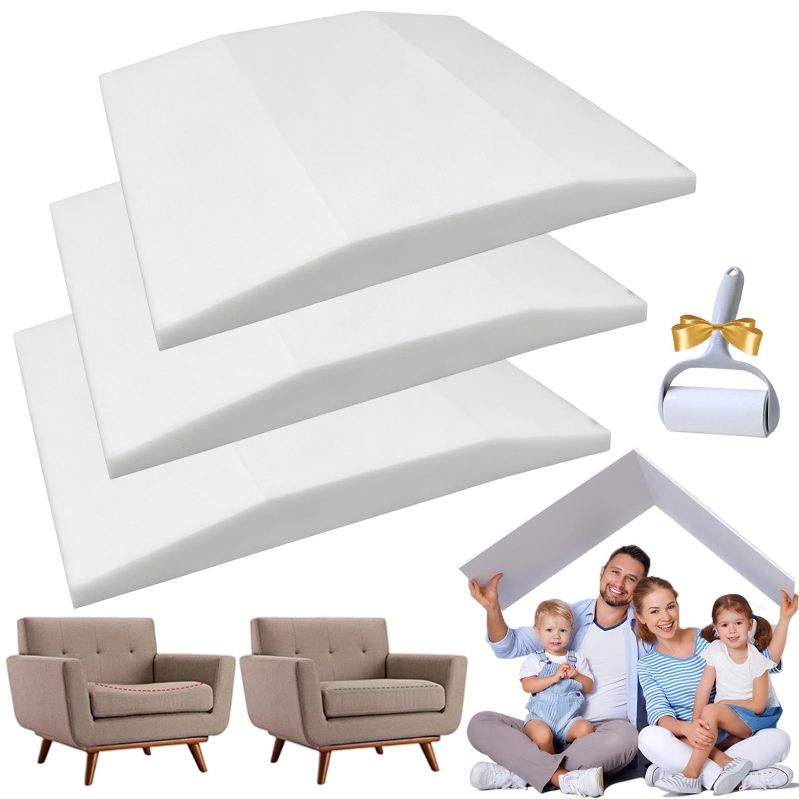Couch Cushion Support For Sagging Seat, 50×50cm Sofa Cushion Support For Sagging Seat, Sofa Support Boards, High Density Foam Sofa Seat Support For Loveseats Chairs Couch (3 White,Trapezoidal)