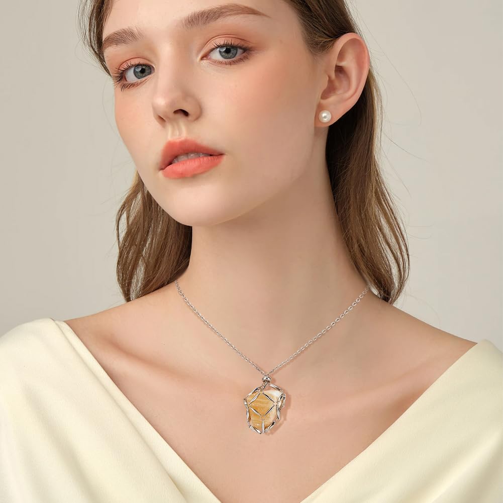 UNICRAFTALE 6 pz 2 colori 3m isure 304 supporto per Collana di Cristallo Regolabile In Acciaio Inossidabile Supporto per Pietra Vuota Reti Pendente per Collana con Gabbia di Cristallo Vuota