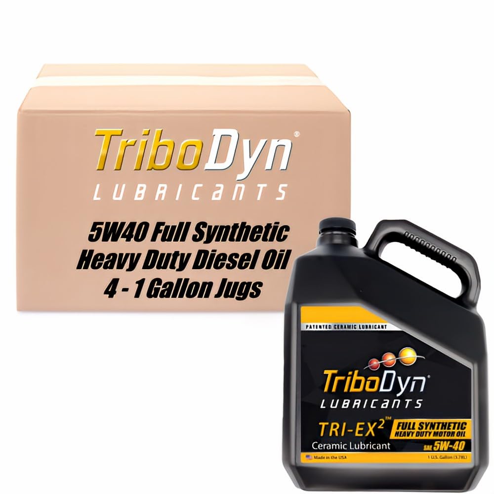 TRI-EX2 Heavy Duty 5W-40 Full Synthetic Motor Oil with Patented Ceramic Coating, Diesel Truck Oil, Fleet Protection, Extended Drain, Heat Reduction, Dyno-Tested (5W40, 4 Gallon Case)