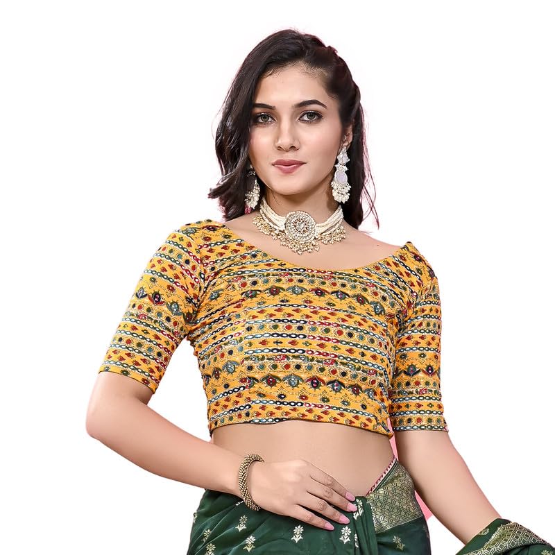 Image of Colorful Street Cotton Stretchable Round Neck Printed Blouse