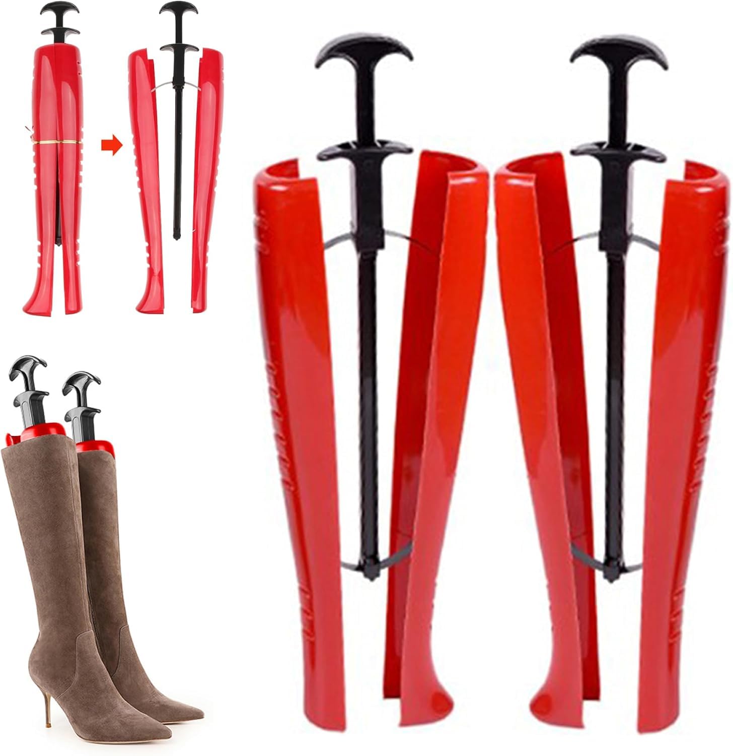 Horma para Botas Altas Y Vaqueras, 18 X 7 X 5 Pulgadas, con Mango Ajustable Y Lámina De Acero Elástico, Moldeadoras De Botas para Botas De Caña Alta.