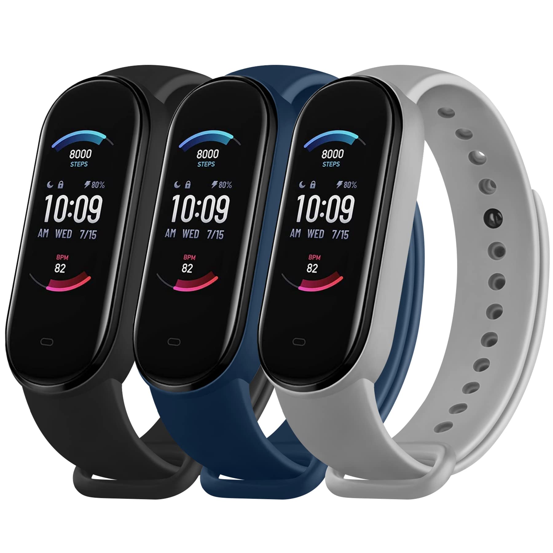 3Pcs Straps for Xiaomi Mi Band 6 & Xiaomi Mi band 5, Soft Silicone WaterProof Sport Bracelets for Xiaomi Mi Band 6 & Xiaomi Mi band 5 Women Men