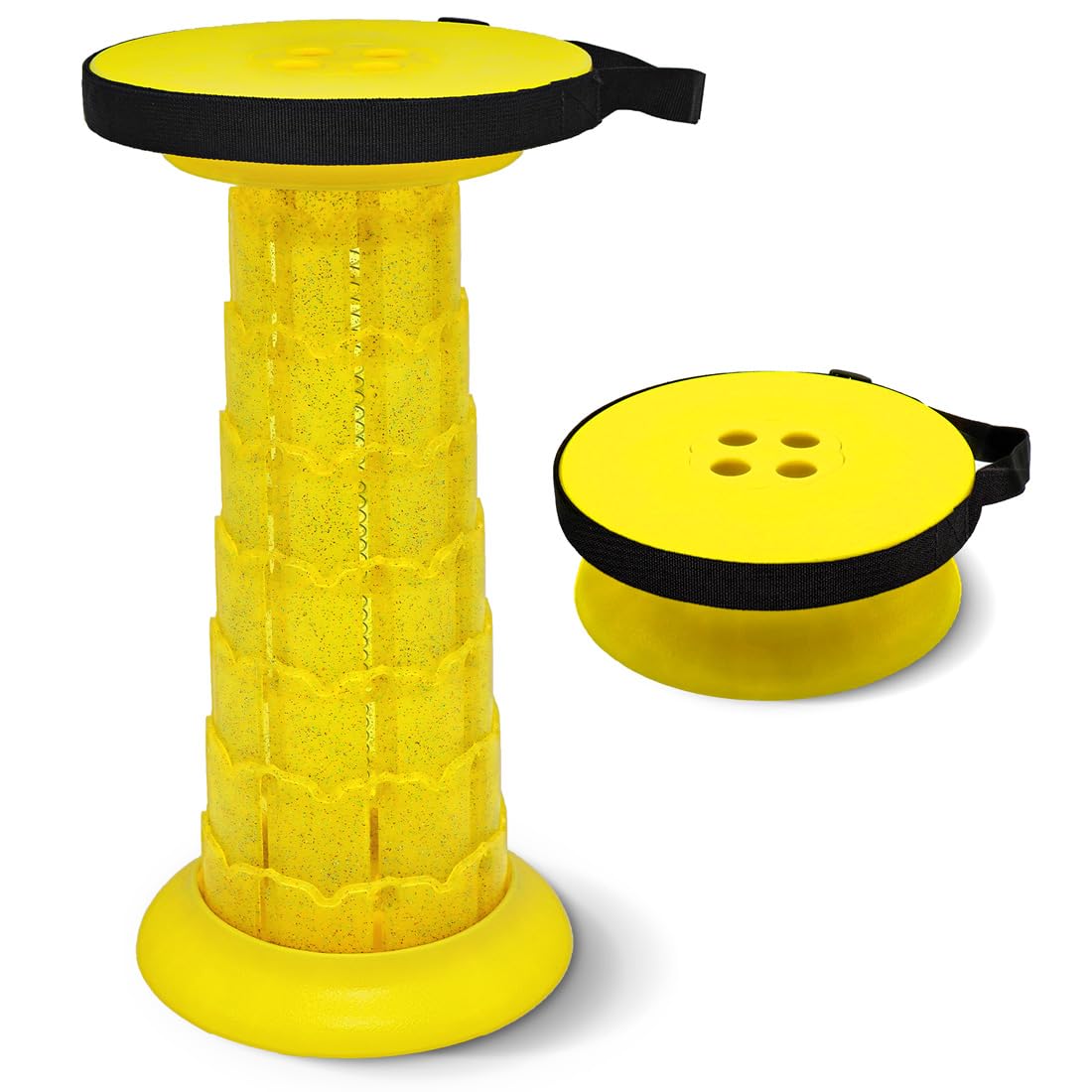 Photo 1 of Adjustable Retractable Portable Collapsible Folding Stool for Adults Heavy Duty with Load Capacity 770 lbs, Collapsible Chair Camping Stool for Travel Hunting?Black? (Tartrazine)