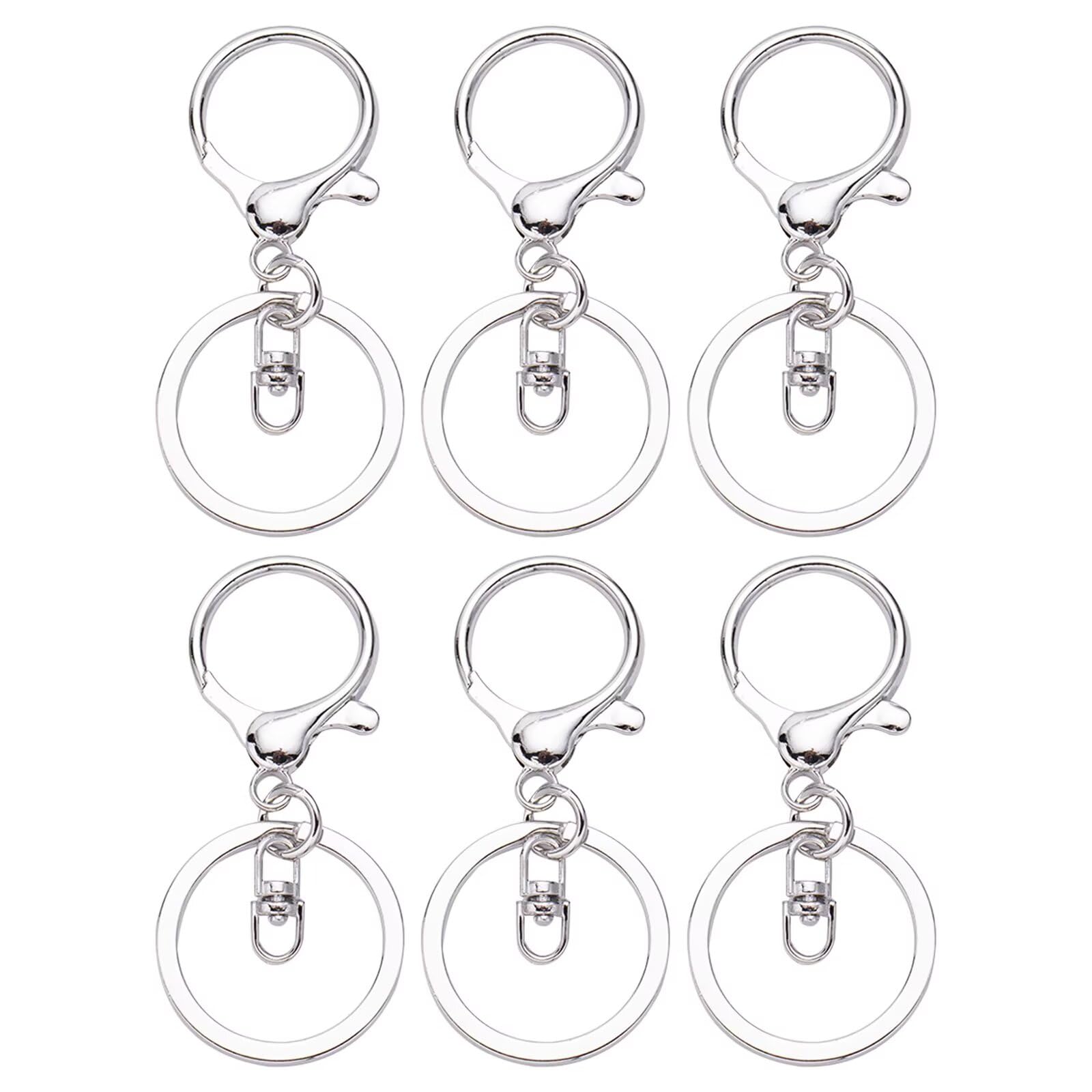 Glanzend Unisex Silver 6 Pcs Metal Carabiner Keychain Clip - Keyrings & Keychains, Small Carabiner Clips, Portable Key Chain, Keyring Holder Organizer Car Key Finder Hook Keys Clip For Men Women