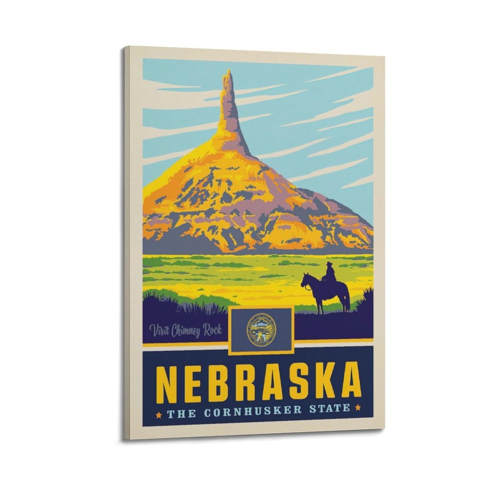DLJGDS Vintage Travel Posters Nebraska State Pride Decorative Painting Canvas Wall Posters And Modern Family Bedroom Decor 24x36inch(60x90cm)