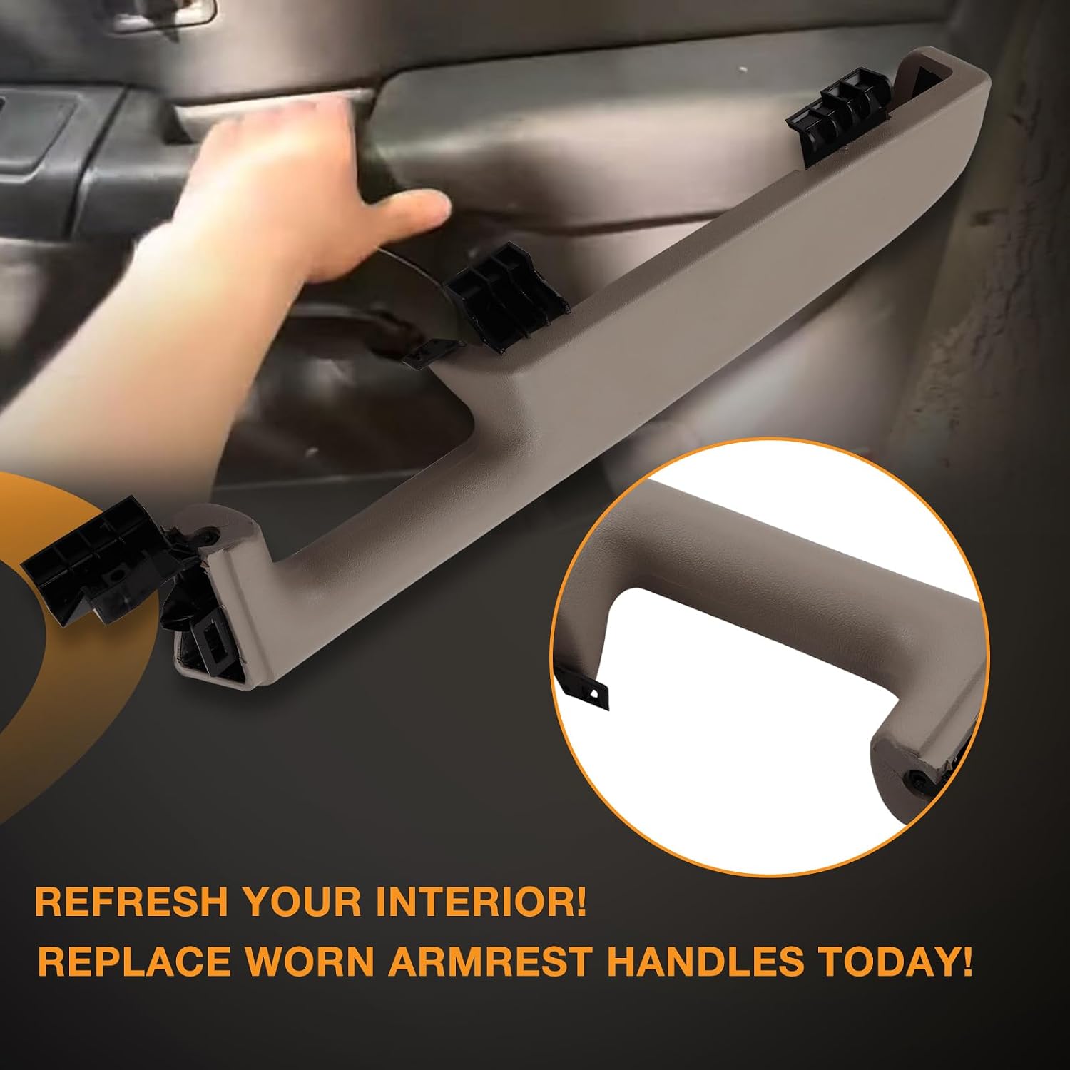 HQPASFY Driver & Passenger Side Front Door Armrest Handle Compatible with 1999-2006 Chevy Silverado Suburban 1500 2500 Tahoe, GMC Sierra Yukon, Cadillac Escalade Replace# 12472876 Beige