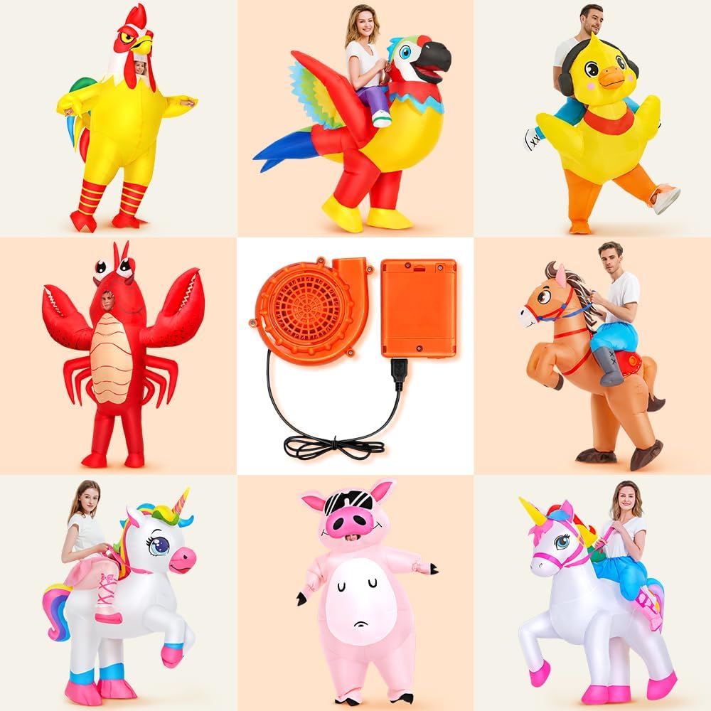 KOOY 2 Pcs Small Inflatable Costumes Fan Replacement, Mini Replacement Fan Battery Pack for Inflatable Costume Blow up Blower USB Potable Fans for Dinosaur Inflatables Costume Chicken