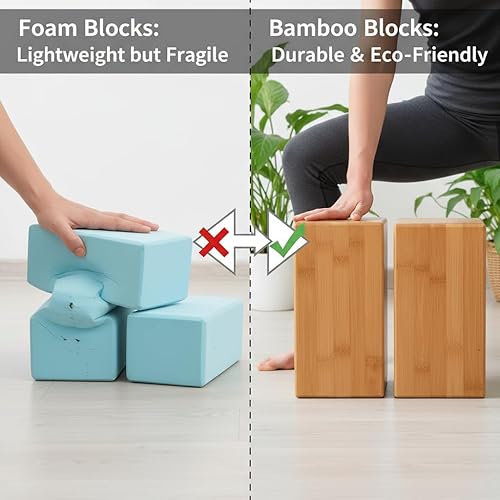 Miniatura 5 de SUPVOX Ladrillos de yoga de bambú, bloque de yoga, ladrillo de madera, ladrillo de yoga, corcho, ladrillo de madera, ladrillo de yoga, entrenamiento