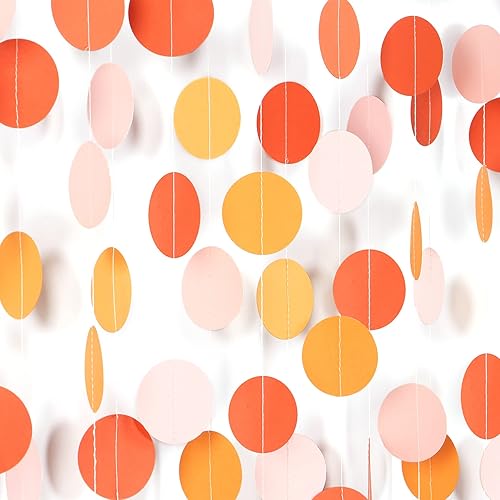 Guirnalda de serpentinas de decoración de fiesta de color rosa y naranja Cartel de papel de cosecha de Acción de Gracias de otoño de 52 pies,