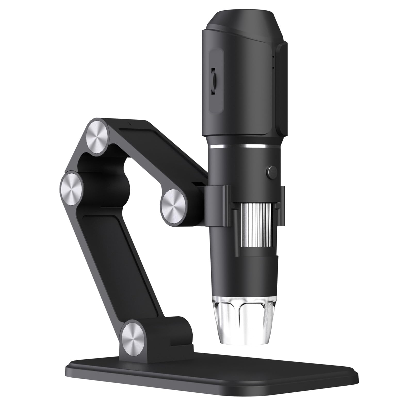 Microscopio LED con Soporte, Gran Aumento de 50x a 1600x, Microscopio Digital WiFi para Plantas e Investigación de la Piel, Cámara Inspección Portátil Recargable para Aventuras Al Aire Libre