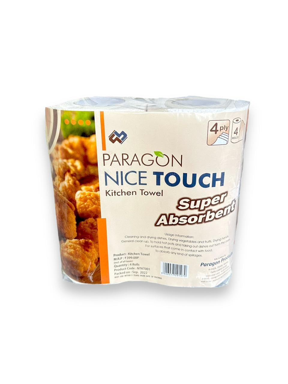 Nice Touch 4 Ply Advance Kitchen Towel Tissue Paper Roll - 60 Pulls Per Roll | (Pack of 4-240 Sheets)-image-10