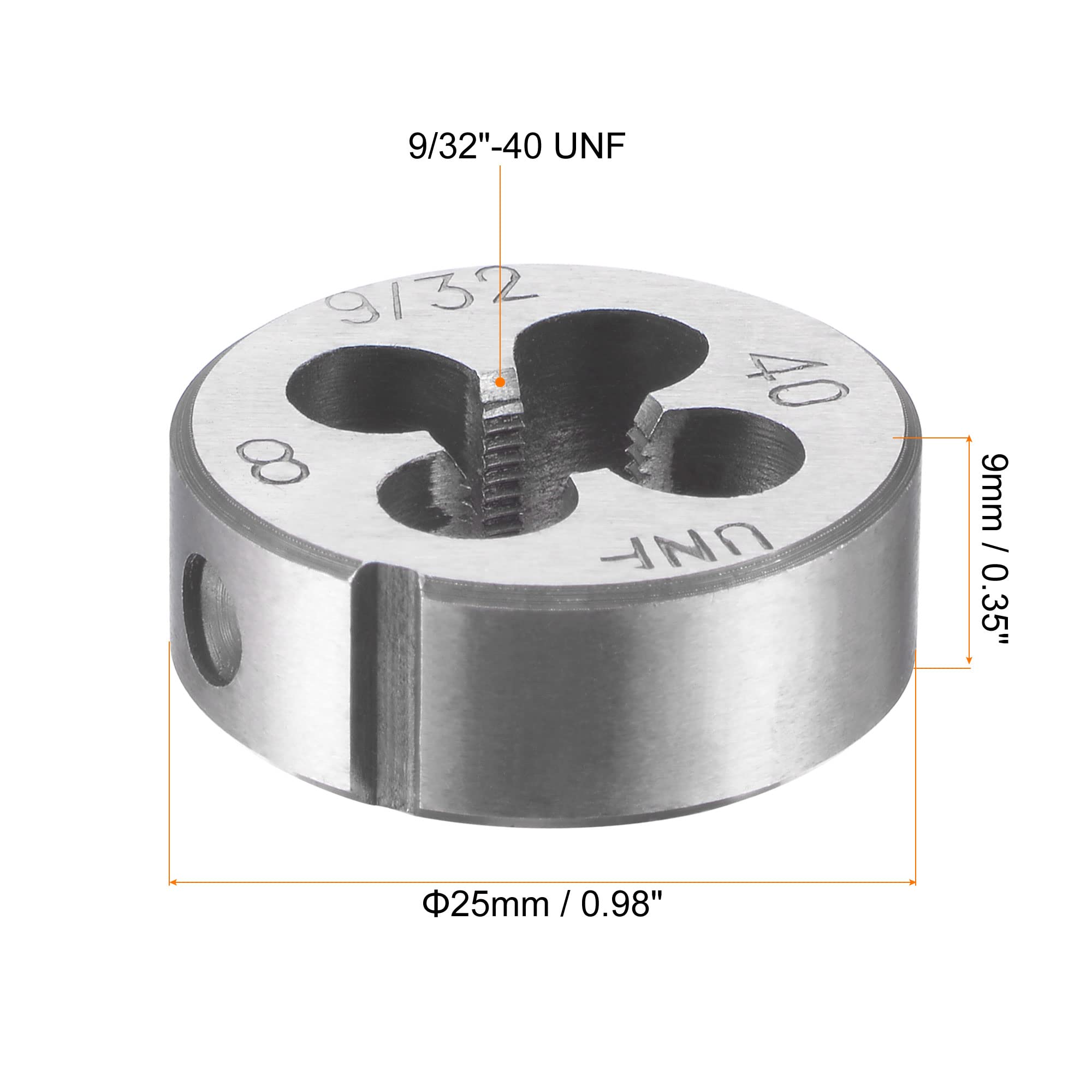 uxcell Round Threading Dies 9/32"-40 UNF, Alloy Tool Steel Machine Thread Repair Hand Tool — Amazon image 2