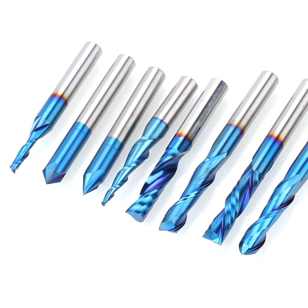 Genmitsu Carbide CNC zestaw bitów do routera z nano-niebieską powłoką, trzpień 1/4"
