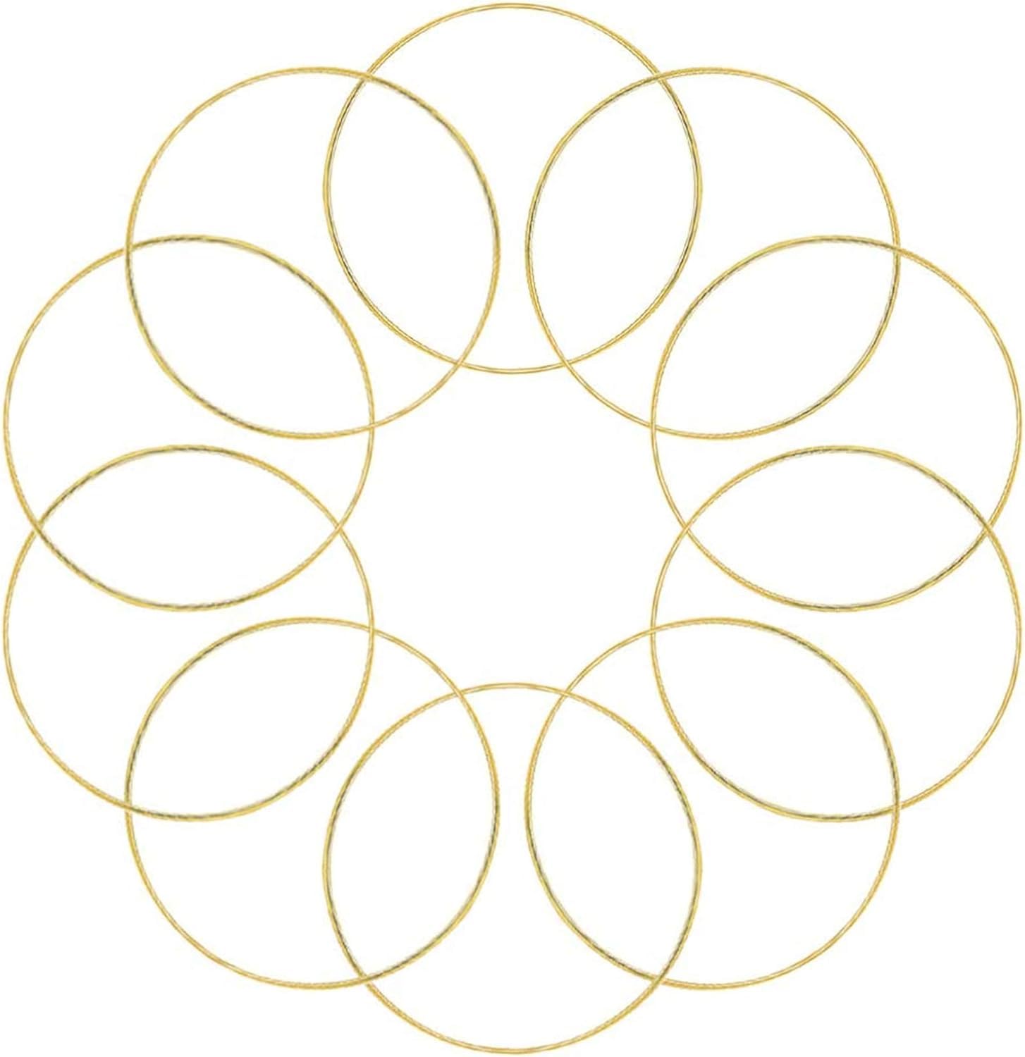 Coceca 10pcs 6 Inch Gold Metal Rings for Crafts Dream Catcher Ring, Metal Hoops for Dream Catcher and Crafts Centerpiece Table Decorations