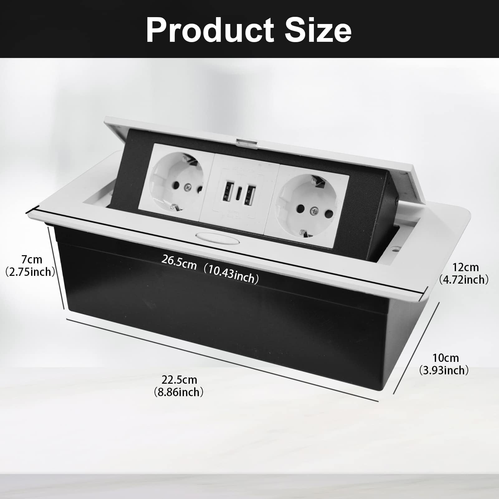 Regletas de Enchufes,Enchufe Multiple Retractible para Escritorio con 2 Enchufes EU,Regletas Enchufes con 2 Puertos USB+Type C para Encimera,Cocina,Taller — view 6