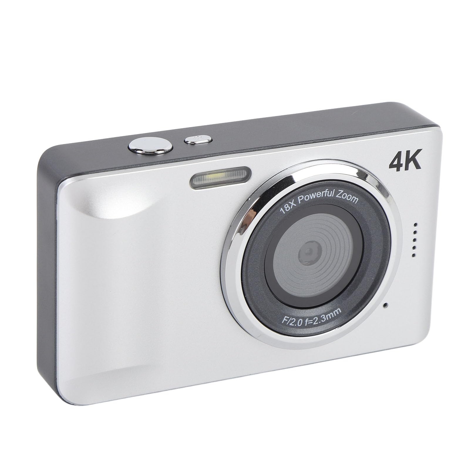 4K Digital Camera, 64MP 18X Digital Zoom Video Camcorder Autofocus with 2.8 Inch Screen, Compact Travel Small Camera Rechargeable for Photography (Silver)