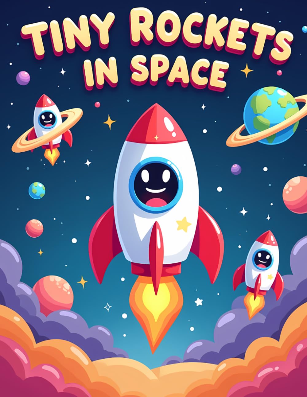 Tiny Rockets in Space: Cute Rocket and Space Coloring Book for Kids Ages 4–8 | Fun Galaxy Adventures and Easy Coloring Pages