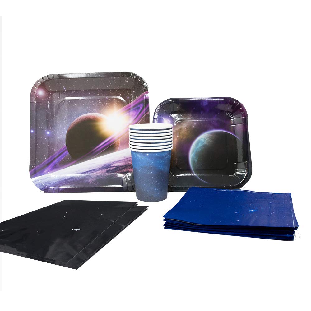 Blue Orchards Space Party Deluxe Party Packs (70 Pieces for 16 Guests!), Space Party Supplies, Galaxy Birthday