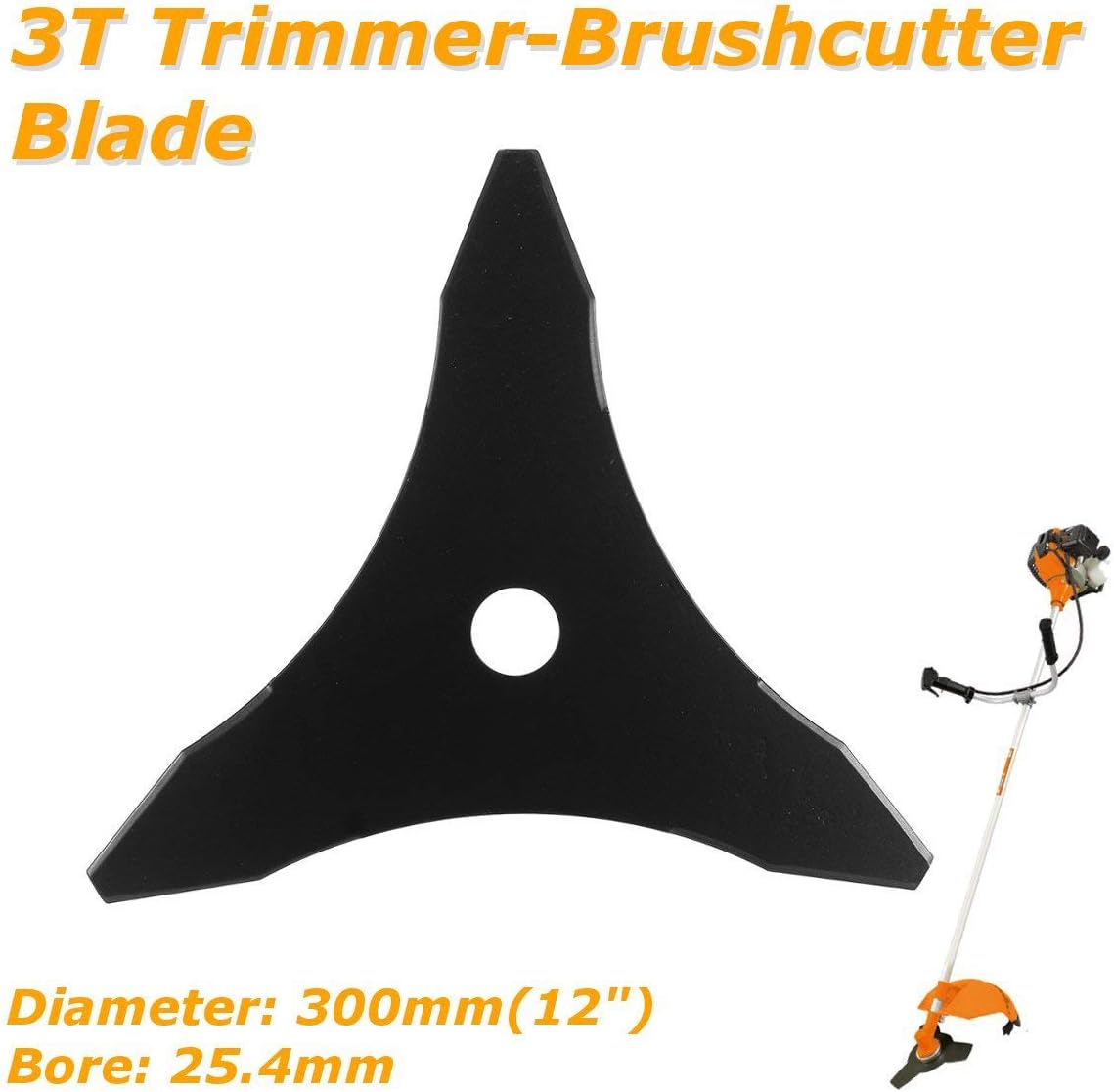 Pool Supply Town 12" x 3T 12-Inch 3 Teeth Heave Duty Steel Brush Cutter Trimmer Weed Eater Blade