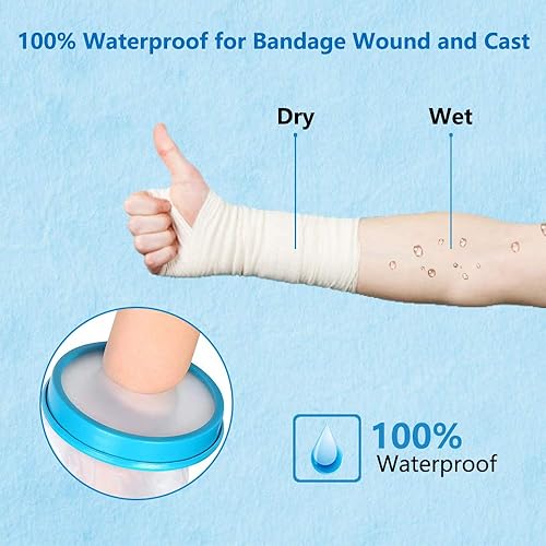 Miniatura 10 de VALLEYWIND Funda protectora de brazo para niños, para ducha, baño, adolescentes, impermeable y hermética, para cirugía rota, brazo, manos, muñecas,