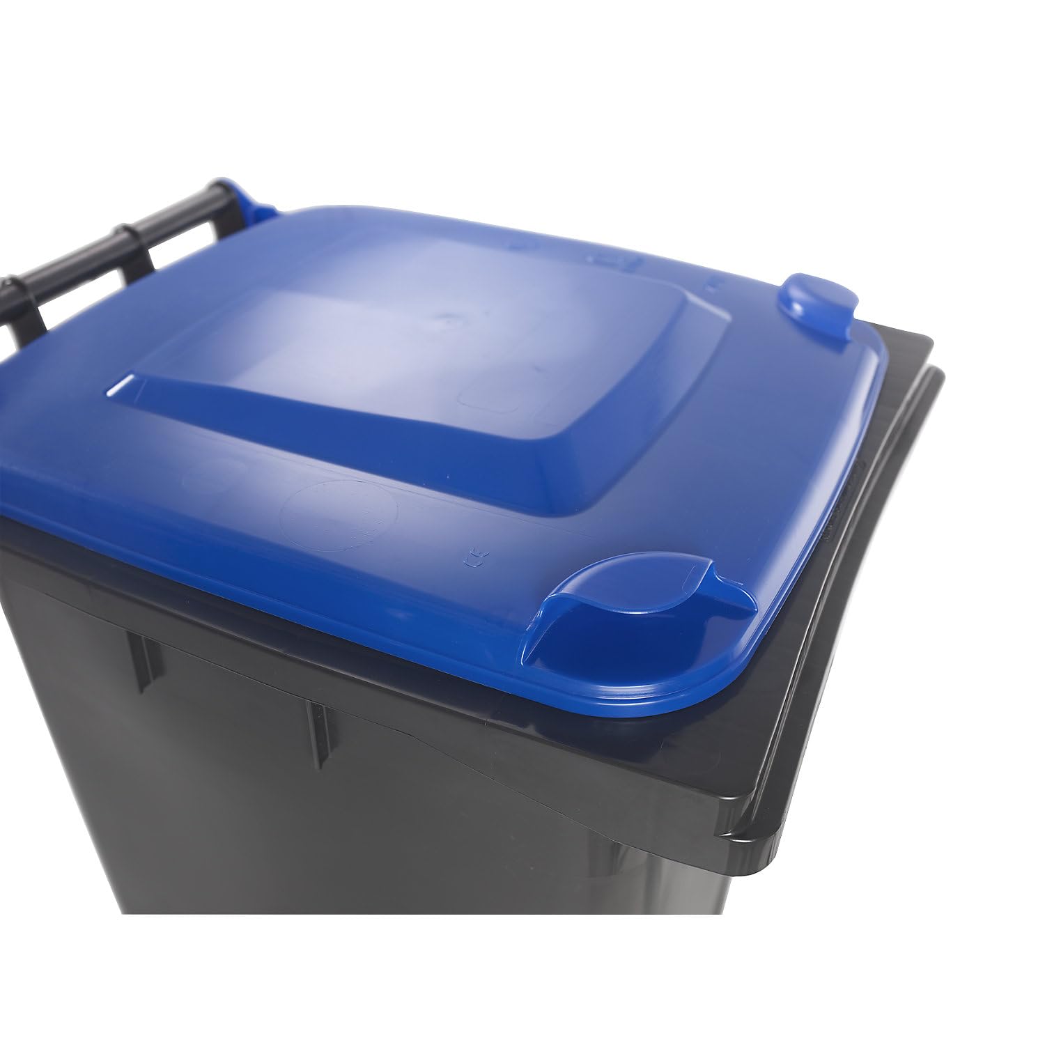 kaiserkraft | Mülltonne DIN EN 840 | Volumen 240 l | BxHxT 580 x 1100 x 740 mm | Anthrazit | Deckel Blau