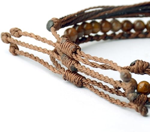 Miniatura 473 de Handmade Natural Stone Beaded Healing Bracelet Gift for Men Adjustable Rope String Bracelet