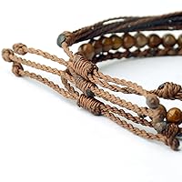 Vista 13 de Handmade Natural Stone Beaded Healing Bracelet Gift for Men Adjustable Rope String Bracelet (picasso jasper, Adjustable)