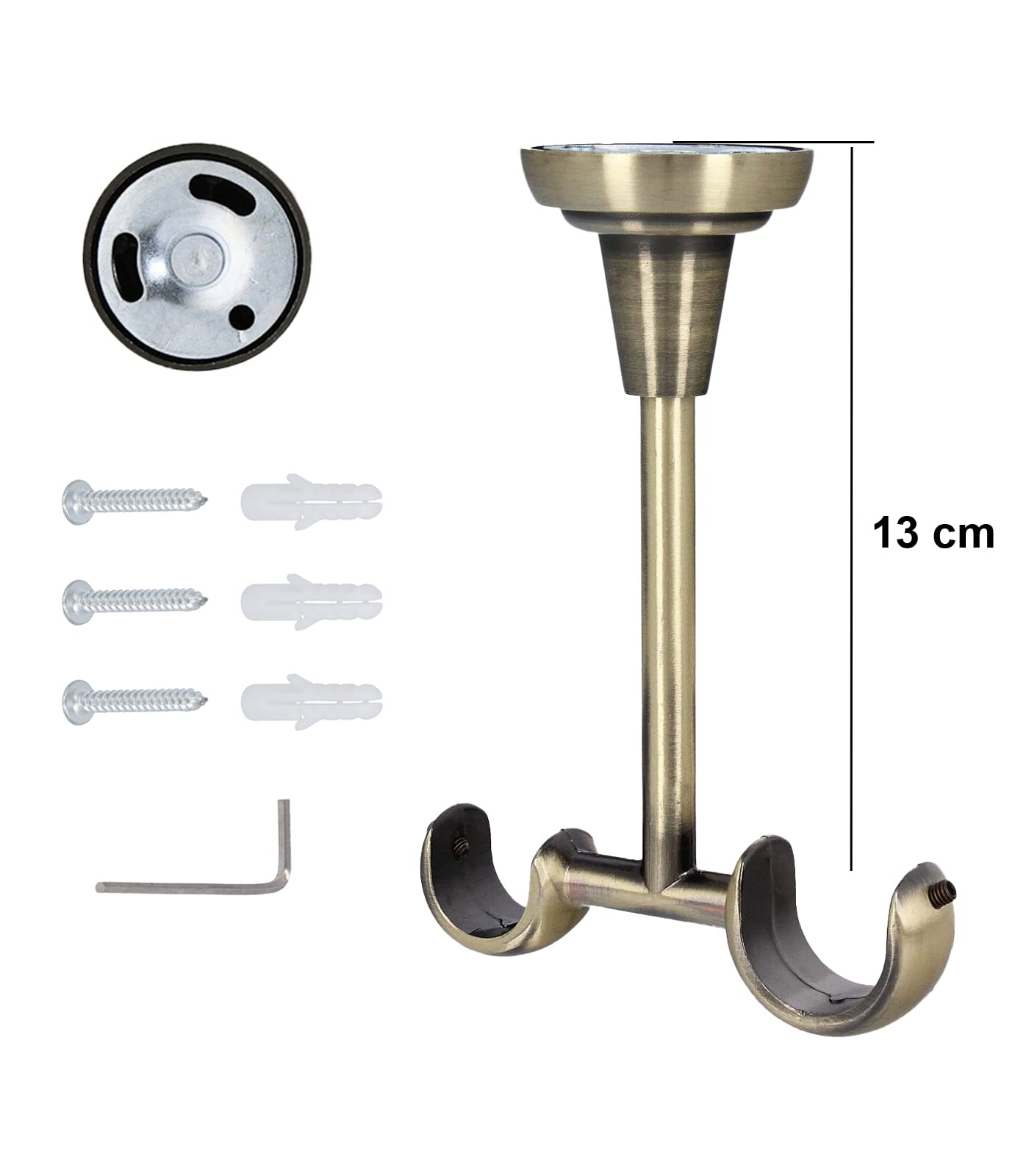Kit Bastone per Tende in metallo 25/19mm Ottone Antico Montaggio a Soffitto 240 cm Aura