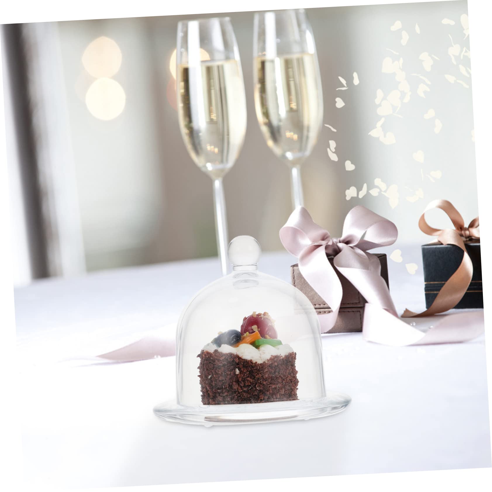 Yardwe Coupole de Verre De Gâteau Gâteau Gâteau Stand avec Couvercle Clair Rond Cloche Dôme Gâteau Affichage Couverture Gâteau Moule À Gâteau en Verre Couverture Plat De Nourriture pour