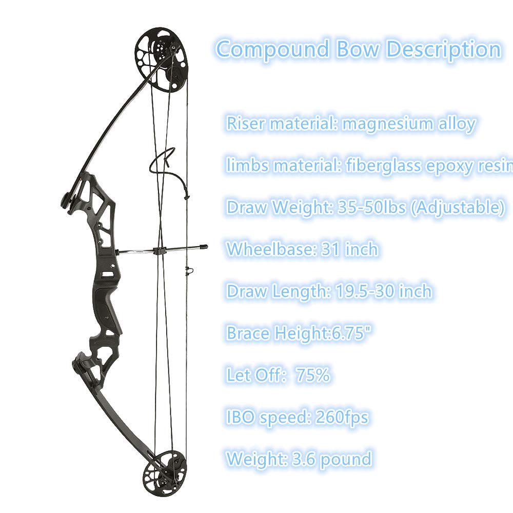 Arc Composé AMEYXGS 35-70 Lbs, Alliage Mg-Al, Chasse Et Tir Cible, Noir