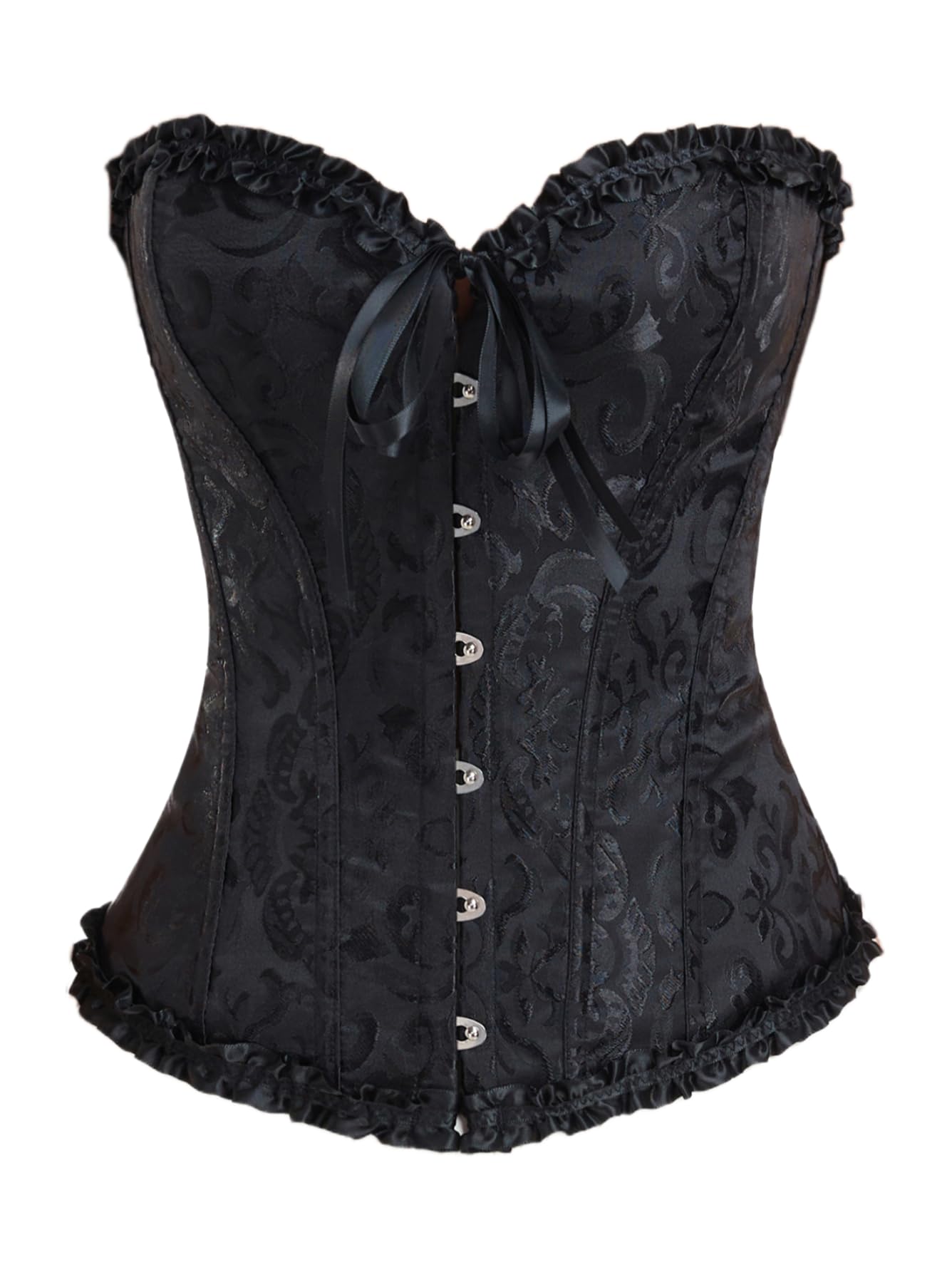Ebinbum Corset Tops for Women Womens Lace Up Boned Overbust Bustier Lingerie Bodyshaper Top Bodysuit XS S M