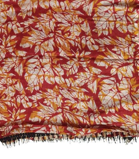 Image of Dupatta for Women | Autumn Leaf Print | Red and Mustard Yellow