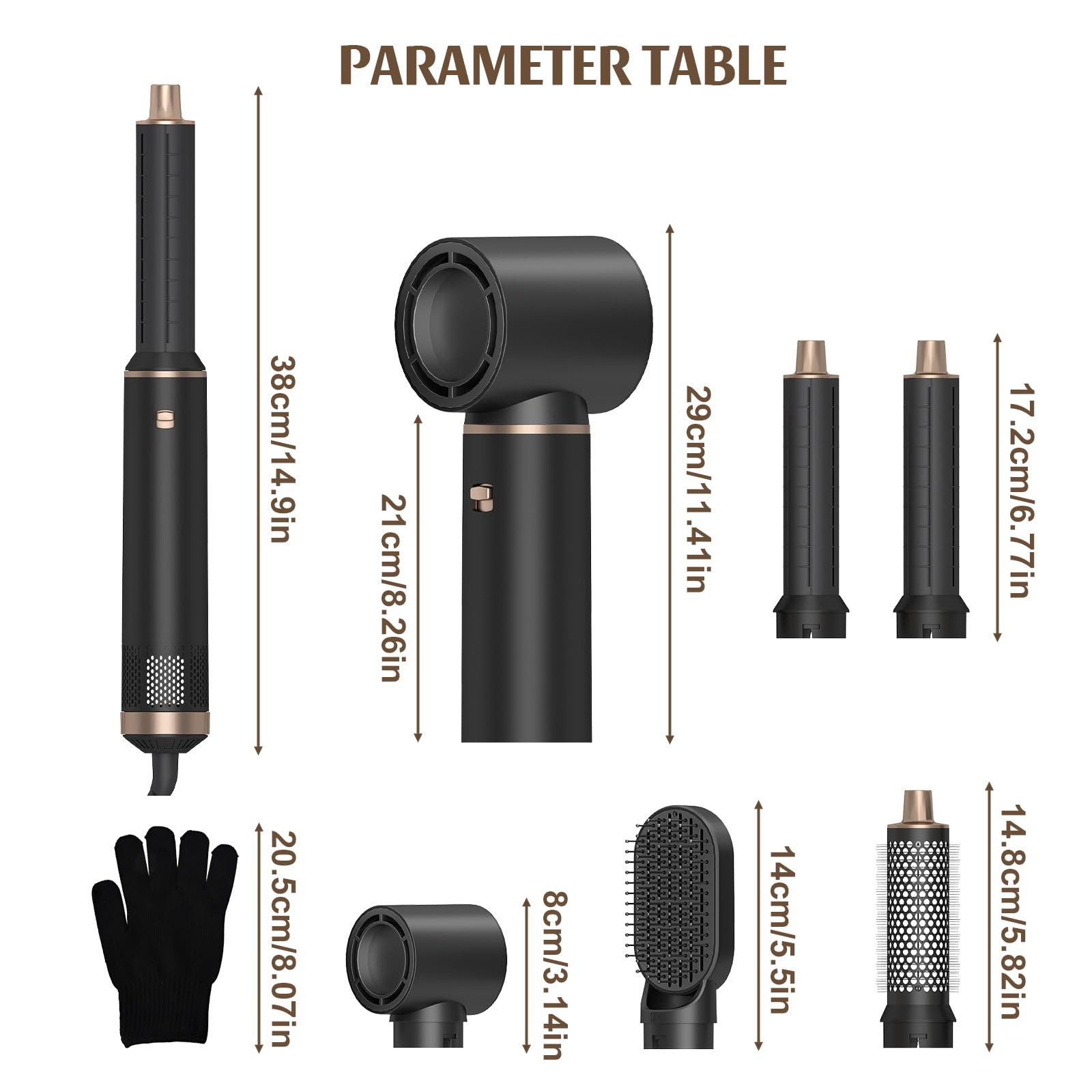 Hairstyler 5 w 1, profesjonalna stylizacja włosów, zestaw Airstyler z lokówką samochodową, jonami suszarki do włosów, szczotką grzewczą, prostownicą do wszystkich rodzajów włosów, stylizacja włosów do