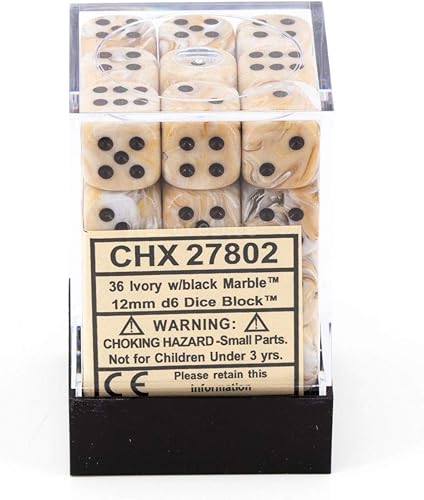 Miniatura 3 de Chessex - Bloque de dados (mármol, 0.472in, D6, 36)