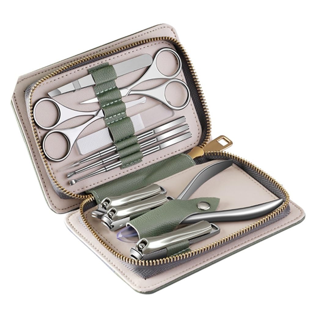 Stainless Steel Nail Clippers PU Leather 11 Piece Nail Clippers Trimming Nails Manicure Tool Set