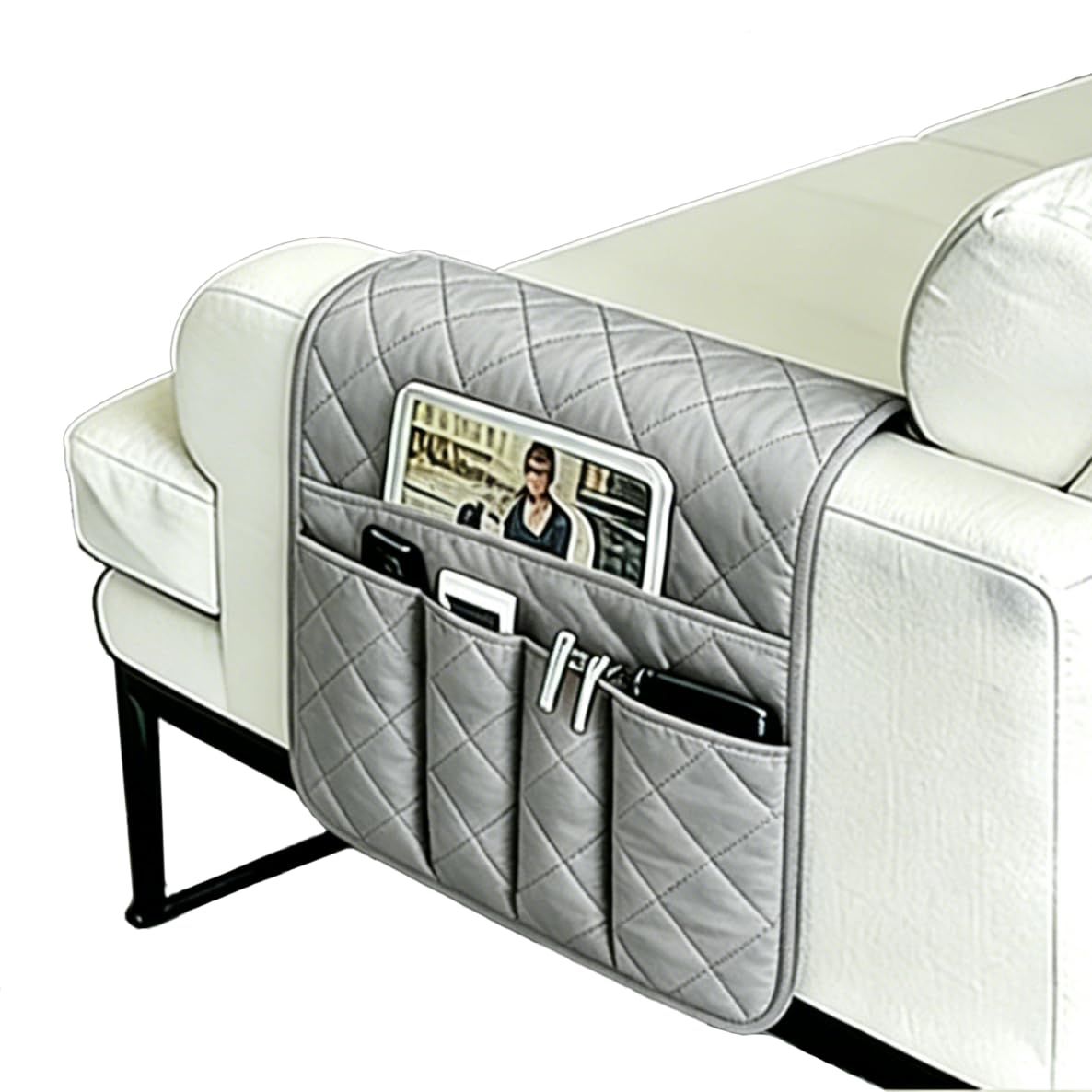 BEISIJIA Sofa Armrest Organiser, Hanging Caddy Storage Bag for Armchair Couch, Remote Control Holder for Phone, Books, Magazines, Glasses, Drinks and Snacks, Space Saving Design