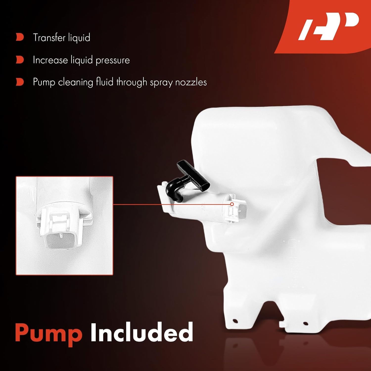 A-Premium Windshield Washer Reservoir Tank Assembly Compatible with Honda Accord 2008-2009 - with Cap & Washer Pump & Filler Neck & Hose & Bracket