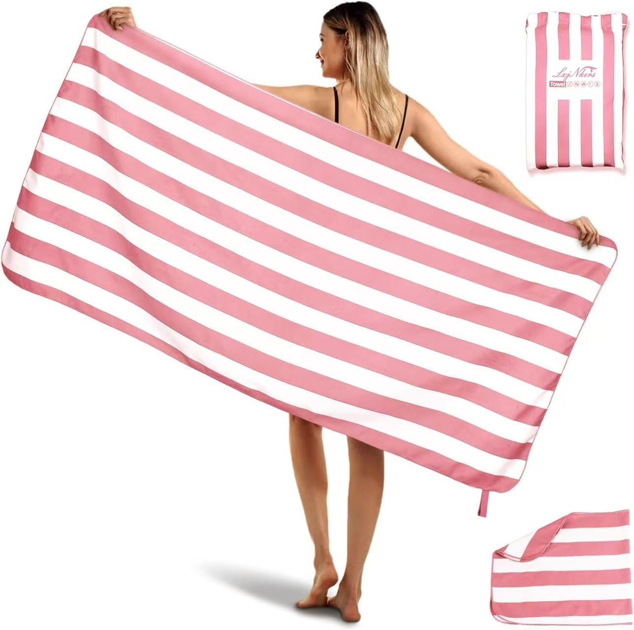 2-Pack Microfiber Beach Towels Set 63x31 5 31 5x16 Oversized Quick Dry Sand Free Travel Towel for Beach