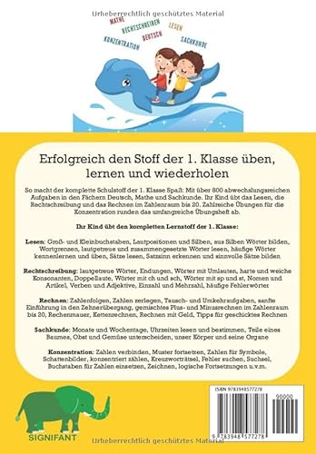 1. Klasse Komplett - Das umfangreiche Übungsheft für gute Noten: 800+ spannende Aufgaben für Mathe, Deutsch, Lesen, Rechtschreiben, Sachkunde und ... (1. Klasse Übungshefte für gute Noten)