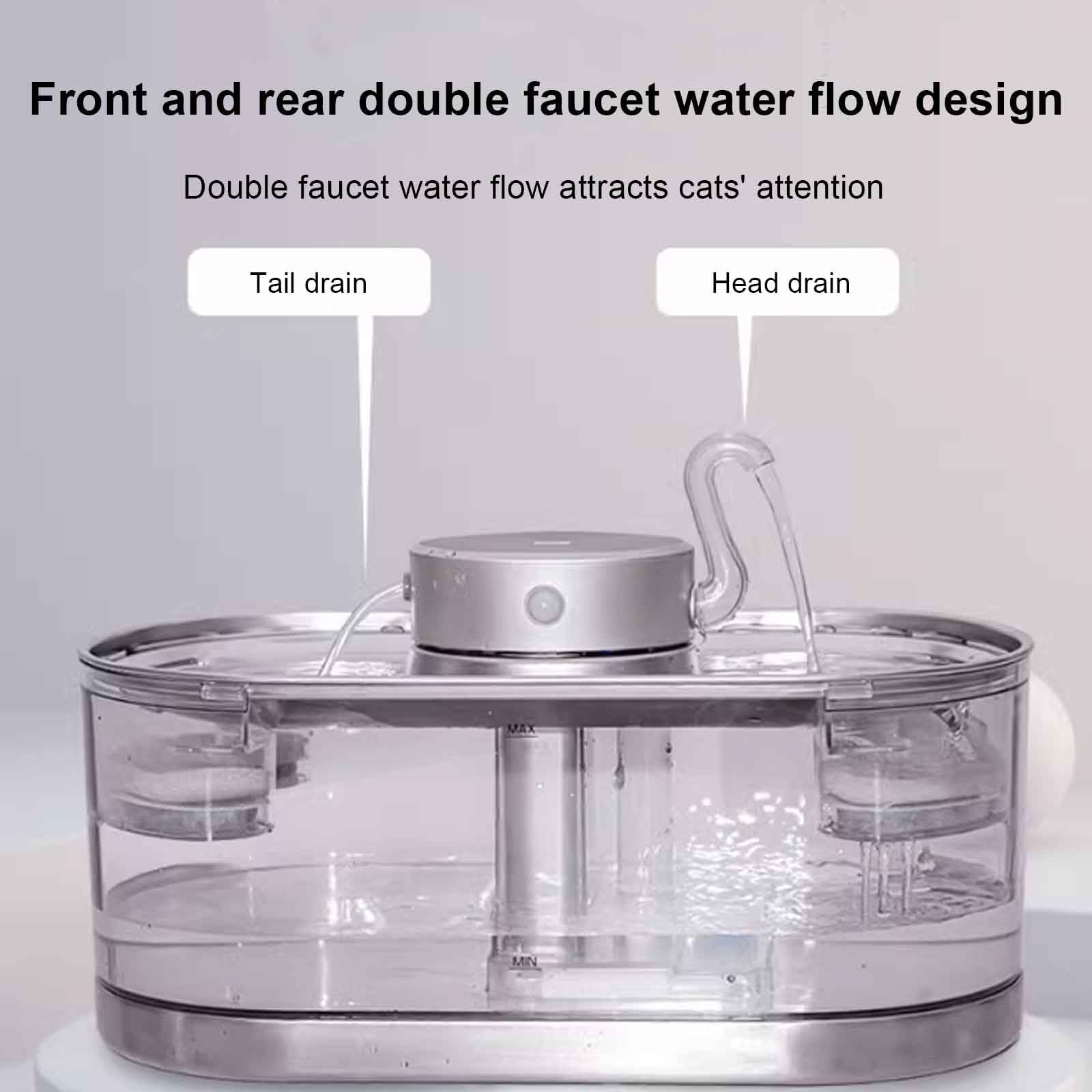 Stainless Steel Cat Fountain, Cat Faucet Water Fountain, 3L Wireless Pet Water Dispenser, Automatic Dog Water Dispenser for Drinking with Quiet Pump - image 4