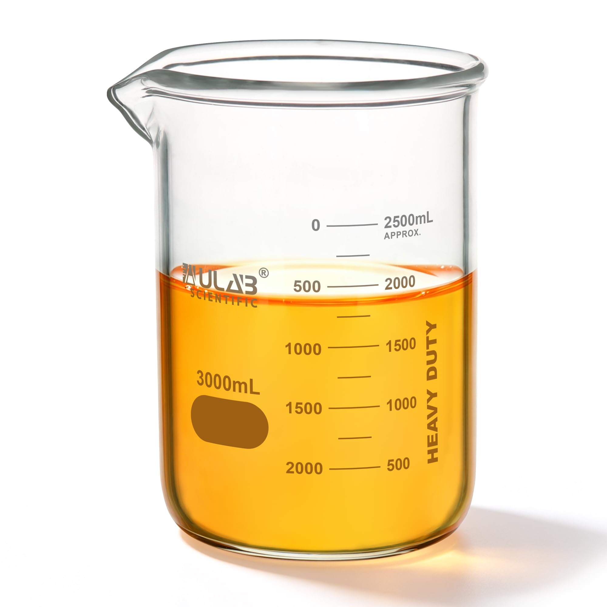 ULAB Vetri Scientifici, Vol. 3000ml, 3.3 Borosilicate Griffin Low Form con Graduazione Stampata, UBG1029