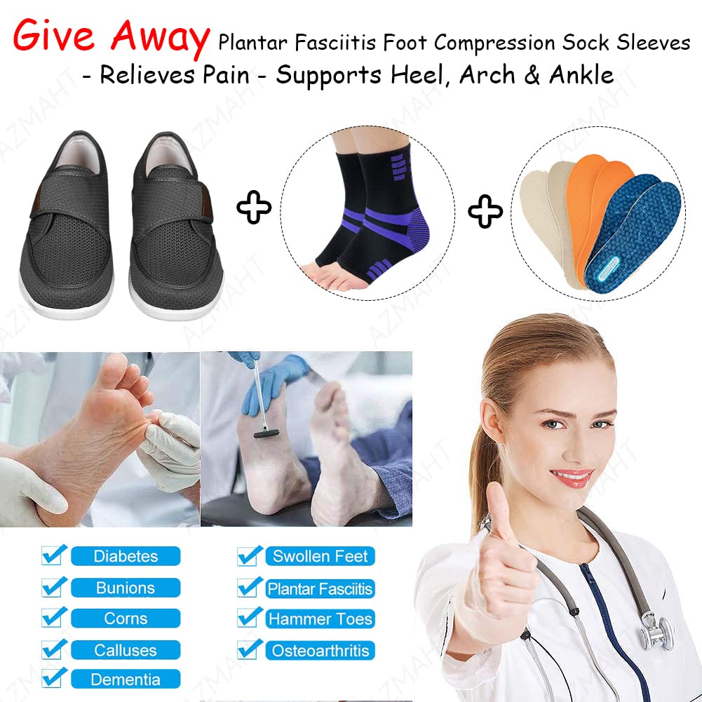 Scarpe Diabetici Scarpe Artrite Gonfia Edema Leggere Nero Scarpe da Riabilitazione Extra Larghe e Leggere Traspiranti per L'edema da Artrite Piedi Gonfi Scarpa Bassa,Blu,42EU