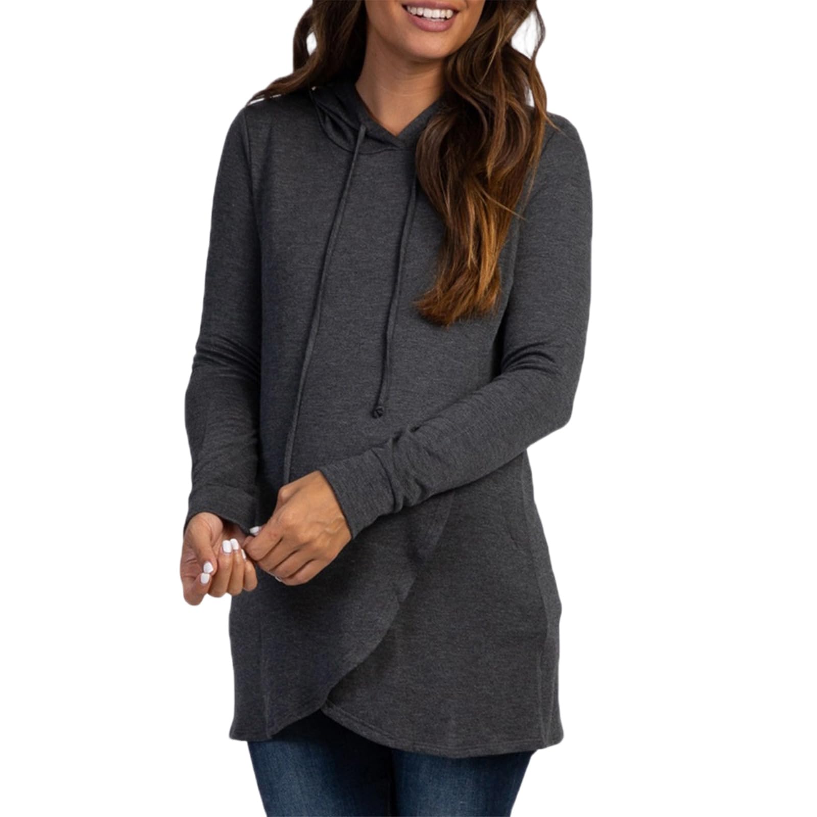Sudadera de maternidad elástica para invierno, con capucha, tela transpirable, ajuste espacioso, ropa de embarazo, cordón ajustable, algodón y poliéster, sudadera de maternidad