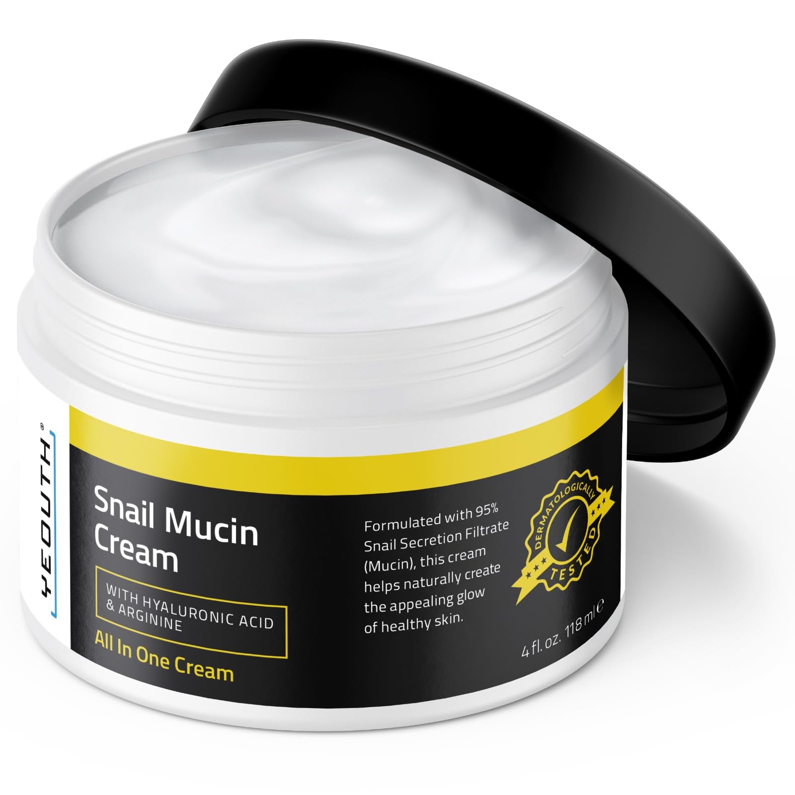 YEOUTH Snail Mucin Moisturizer Face Cream, Hydrating Snail Cream for Dry Skin, Glass Skin Moisturizer with Hyaluronic Acid & Arginine 4oz